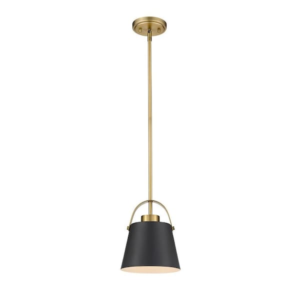 Z-Lite Z-Studio 1 Light Mini Pendant, Matte Black & Heritage Brass 726MP-MB+HBR - main